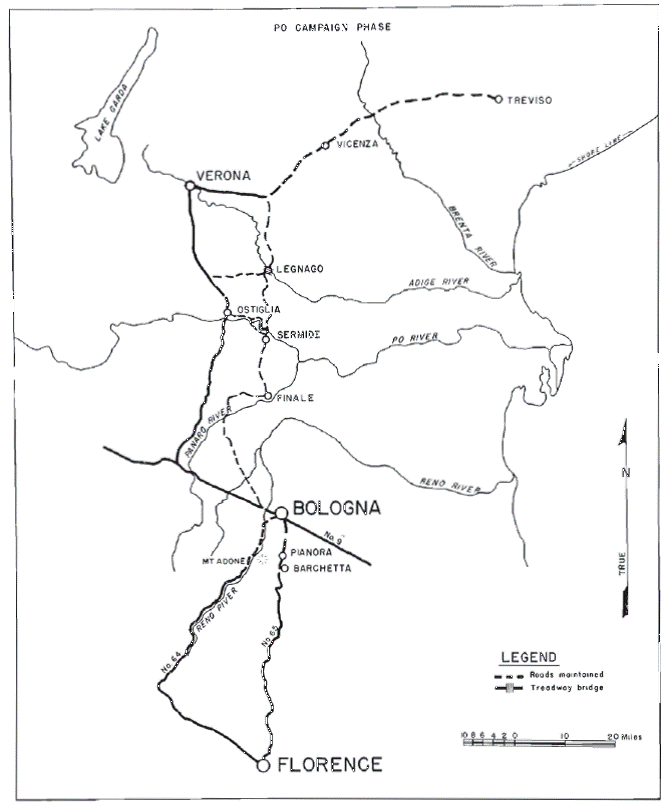 Map 2 – Po campaign, 316th Engineer Combat Battalion operation