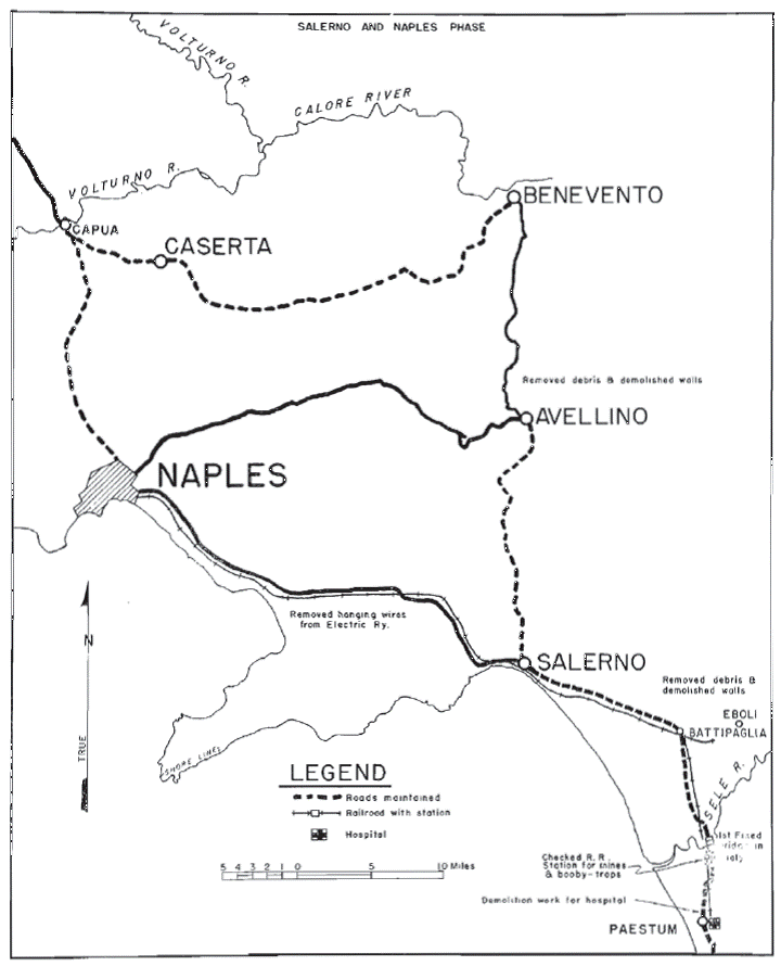 Map 1- Salerno and Naples 337th Engineer General Service Regiment operation