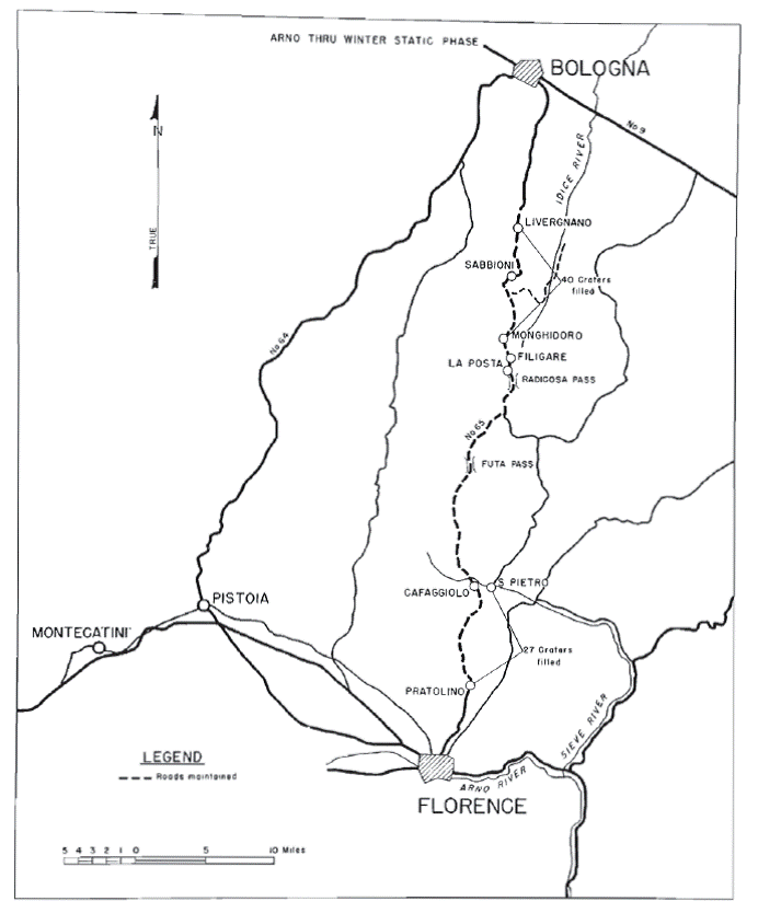 Map 1 - The Arno through the Winter static phase 316th Engineer Combat Battalion operation