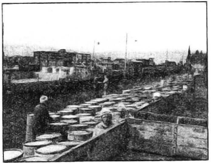 Photo Caption: Arabs transferring load from standard gauge cars to the meter gauge cars at Ouled Ramoun.